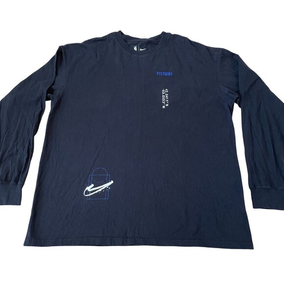 Detroit Pistons Nike T-Shirt Men's Size Large Black Retro Urban Style Graphic - Picture 1 of 5
